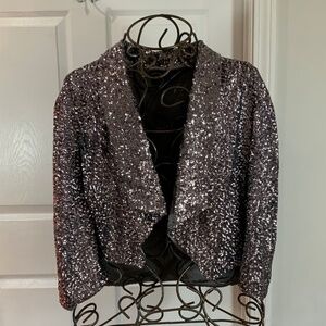 Forever 21 Sequin Silver Party Cape Shawl Size XL